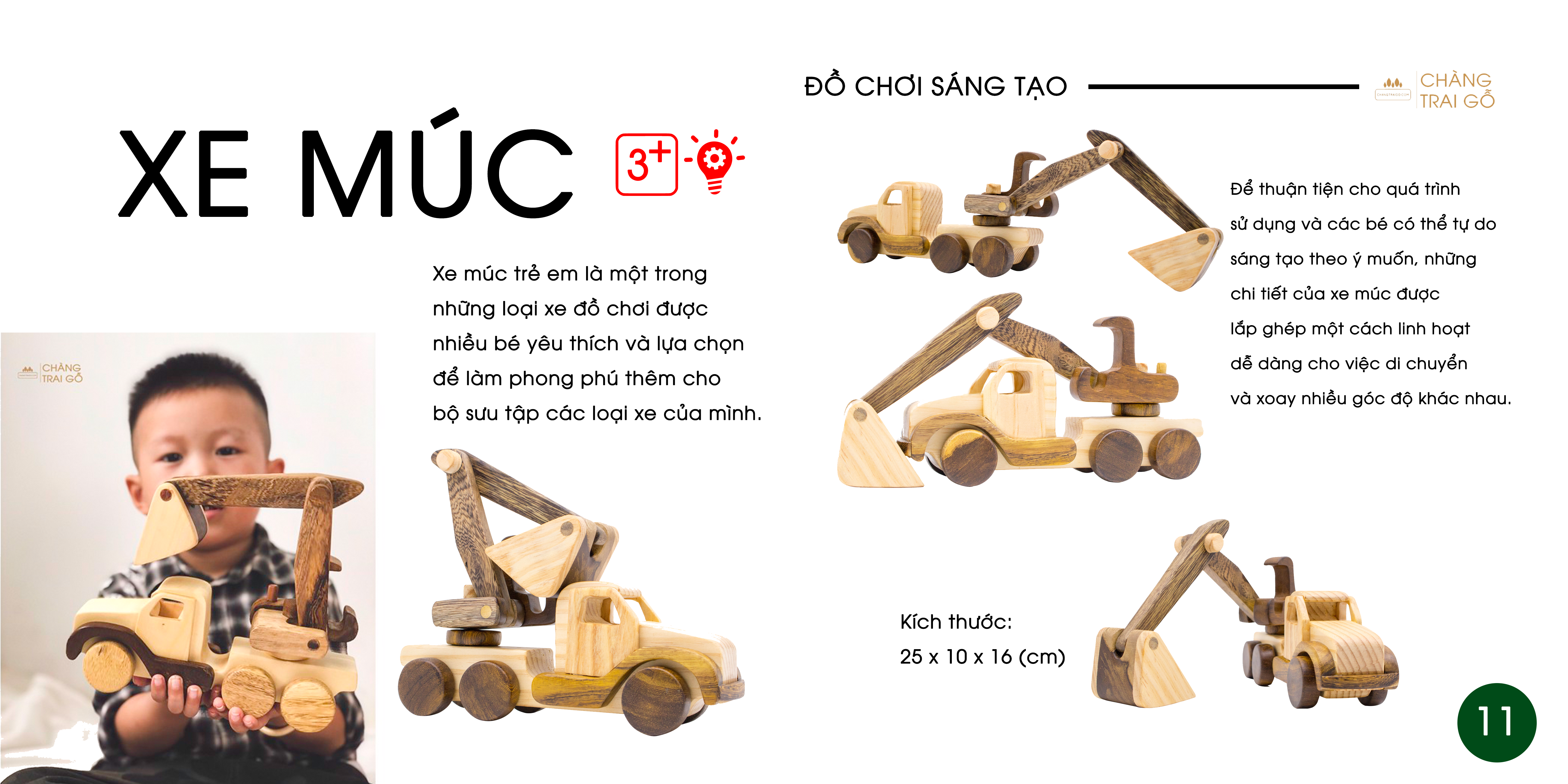 Xe Múc Gỗ Đồ Chơi